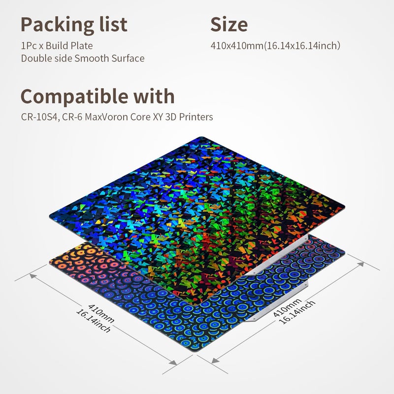 NorthRenda Upgraded Double Sided PEC PEK Build Plate for CR10 S4,Kobra Max, 410x410mm Spring Steel Print Bed for Anycub Chiron, Formbot T-rex 2+, Wombot Modus,RepRap X400, Raptor 3D Printer - Image 2